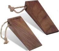 🚪 elegant wooden door stopper: non-slip solid walnut wood with hemp rope (2pcs) логотип