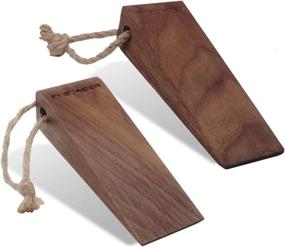 img 4 attached to 🚪 Elegant Wooden Door Stopper: Non-Slip Solid Walnut Wood with Hemp Rope (2PCS)