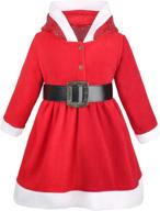 🎅 lilax little girls' holiday christmas santa sparkle hood red dress with belt - festive and stylish outfit for your little princess logo