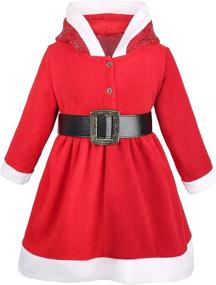 img 4 attached to 🎅 Lilax Little Girls' Holiday Christmas Santa Sparkle Hood Red Dress with Belt - Festive and Stylish Outfit for Your Little Princess