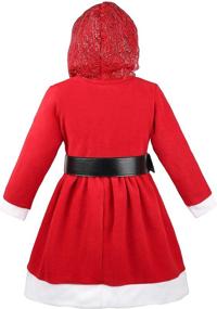 img 2 attached to 🎅 Lilax Little Girls' Holiday Christmas Santa Sparkle Hood Red Dress with Belt - Festive and Stylish Outfit for Your Little Princess