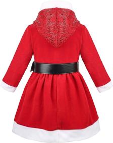 img 3 attached to 🎅 Lilax Little Girls' Holiday Christmas Santa Sparkle Hood Red Dress with Belt - Festive and Stylish Outfit for Your Little Princess