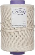 crafteza macrame cord 4mm x 360 mt: premium 100% natural cotton rope for handmade crafts and macrame wall hangings wedding arch - made in india logo