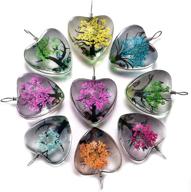 10pcs mixed colors unique lacework transparent resin 🌸 beads: real flower tree charms for diy jewelry making logo