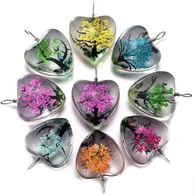 img 4 attached to 10pcs Mixed Colors Unique Lacework Transparent Resin 🌸 Beads: Real Flower Tree Charms for DIY Jewelry Making