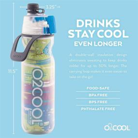 img 2 attached to O2COOL Insulated Water Bottle, Mist 'N Sip Color Series, 20 oz, 20 Ounce, Blue/Green Graffiti - Enhanced SEO-Friendly Product Name