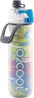 o2cool insulated water bottle, mist 'n sip color series, 20 oz, 20 ounce, blue/green graffiti - enhanced seo-friendly product name логотип