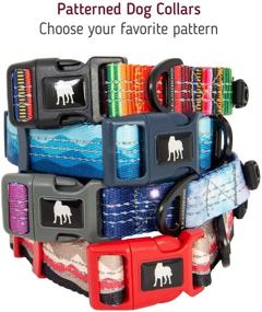 img 1 attached to Leashboss Reflective Dog Collar - Pattern Collection, Vibrant Colors and Triple Reflection Threads - for Small, Medium, and Large Dogs