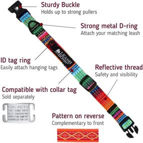 img 3 attached to Leashboss Reflective Dog Collar - Pattern Collection, Vibrant Colors and Triple Reflection Threads - for Small, Medium, and Large Dogs