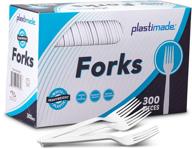 🍽️ 300 pack of plastimade white disposable extra heavyweight plastic forks - perfect for wedding, catering, parties, buffets, events, or everyday use logo