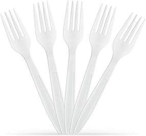 img 3 attached to 🍽️ 300 Pack of Plastimade White Disposable Extra Heavyweight Plastic Forks - Perfect for Wedding, Catering, Parties, Buffets, Events, or Everyday Use