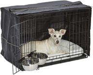 complete midwest icrate starter kit: dog crate, crate cover, 2 bowls, pet bed & 1-year warranty logo