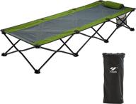 🏕️ portable folding camping cot with sturdy steel frame: comfortable sleeping bed for adults & kids – supports 300lbs – ideal for traveling, home lounging, includes pillow & carry bag логотип