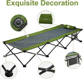 img 1 attached to 🏕️ Portable Folding Camping Cot with Sturdy Steel Frame: Comfortable Sleeping Bed for Adults & Kids – Supports 300LBS – Ideal for Traveling, Home Lounging, Includes Pillow & Carry Bag