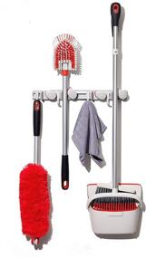 img 4 attached to 🧹 OXO Good Grips Mop and Broom Organizer Rack - Wall-Mounted, 3x5x17 inches