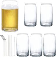 🍺 premium 16 oz beer glasses with straws - 6 pack pint drinking cups for juice, beer, soda & cocktails logo