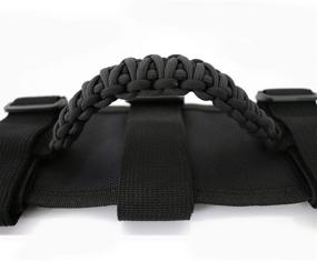 img 2 attached to 🚗 Jade Onlines Red Jeep Grab Handles with 3 Straps - Premium Roll Bar Paracord Grip Handles for Wrangler YJ CJ TJ JK JKU JL JLU - Black Woven Handle