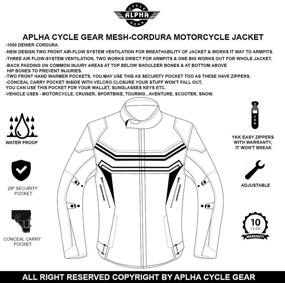 img 2 attached to ALPHA CYCLE GEAR MOTORCYCLE ALL SEASON JACKET (ORANGE