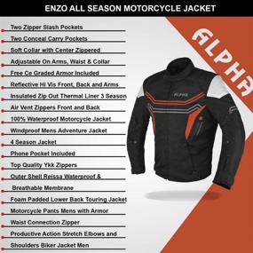 img 3 attached to ALPHA CYCLE GEAR MOTORCYCLE ALL SEASON JACKET (ORANGE