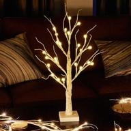 eambrite frosted ball twig tree with timer - lighted white birch tree 24in 24lt for home wedding holiday birthday party decoration indoor use logo