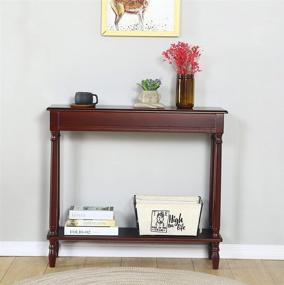 img 1 attached to Stylish Wooden Brown Antique Console Table with Bottom Shelf - Perfect for Living Room, Hallway, and Narrow Spaces