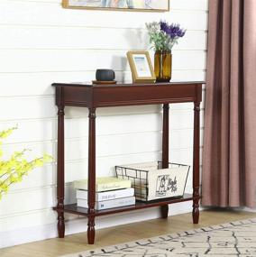 img 3 attached to Stylish Wooden Brown Antique Console Table with Bottom Shelf - Perfect for Living Room, Hallway, and Narrow Spaces
