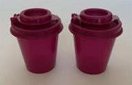 bpa-free mini salt & pepper 🧂 shakers by tupperware - 2 ounce, magenta/purple logo