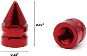 img 3 attached to Универсальные красные колпачки для ниппелей клапанов в стиле увеличения шипов - 4 шт., премиум-полированный алюминиевый сплав, для автомобиля, грузовика, мотоцикла, велосипеда
