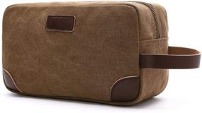 img 4 attached to Lanivas Canvas Travel Toiletry Bag: Vintage Shaving Dopp Kit with Leather Handle - Stylish & Functional