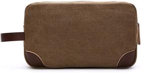 img 2 attached to Lanivas Canvas Travel Toiletry Bag: Vintage Shaving Dopp Kit with Leather Handle - Stylish & Functional