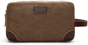 img 3 attached to Lanivas Canvas Travel Toiletry Bag: Vintage Shaving Dopp Kit with Leather Handle - Stylish & Functional