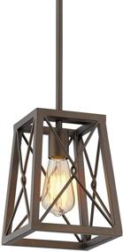 img 4 attached to FEMILA Farmhouse Pendant Light with Metal Wire Cage, Hanging Lantern in Oil Rubbed Bronze Finish - 1-Light, Model 4FY16-M1L ORB