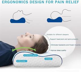 img 2 attached to 🌙 SOFISO Contour Memory Foam Pillow: Ultimate Neck Support for Pain Relief and Comfort – Perfect for Back, Stomach, and Side Sleepers