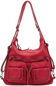 img 4 attached to 👜 Стильная сумка из мягкой кожи для женщин - Большой хобо-плечевой рюкзак с несколькими карманами (2019 год)