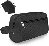 🧳 men's toiletry bag - portable hanging dopp kit with shoe bags, polyester travel organizer for toiletries, black logo