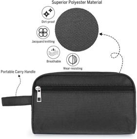 img 2 attached to 🧳 Men's Toiletry Bag - Portable Hanging Dopp Kit with Shoe Bags, Polyester Travel Organizer for Toiletries, Black