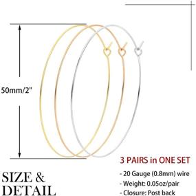 img 2 attached to 🏀 18K Gold Plated Big Thin Hoop Earrings Set – Lightweight Minimalist Wire Basketball Large Hoop Earrings for Women and Girls with Sensitive Ears, Range from 25mm to 90mm