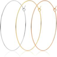 🏀 18k gold plated big thin hoop earrings set – lightweight minimalist wire basketball large hoop earrings for women and girls with sensitive ears, range from 25mm to 90mm logo