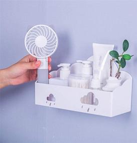 img 3 attached to 🛏️ Space-Saving Bedside Shelf Organizer: Wall Stick Plastic Floating Shelf Adhesive Phone Caddy for Dorm, RV (Cloud)