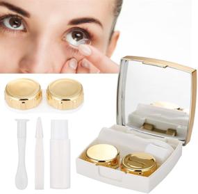 img 3 attached to 🧳 Convenient Portable Mini Travel Kit: Contact Lens Case with Mirror, Clamp, and Lens Solution Bottle in Gold