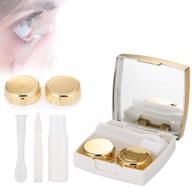 🧳 convenient portable mini travel kit: contact lens case with mirror, clamp, and lens solution bottle in gold logo