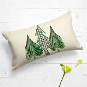 img 2 attached to 🎄 AVOIN Watercolor Christmas Tree Pillow Cover, 12 x 20 Inch, Holiday Buffalo Plaid Cushion Case, Sofa Couch Decoration