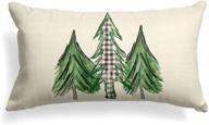 🎄 avoin watercolor christmas tree pillow cover, 12 x 20 inch, holiday buffalo plaid cushion case, sofa couch decoration logo