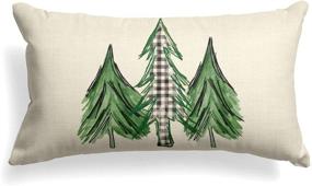 img 4 attached to 🎄 AVOIN Watercolor Christmas Tree Pillow Cover, 12 x 20 Inch, Holiday Buffalo Plaid Cushion Case, Sofa Couch Decoration