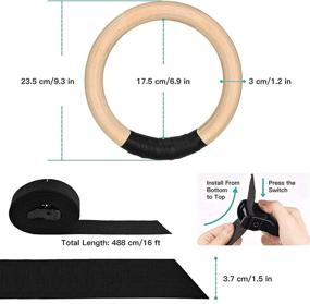 img 3 attached to 💪 UNICLI Adjustable Gymnastic Rings - Industrial-Grade Buckle, 1.2 Inch Workout Rings, 16.5ft Long Straps with Numbers, 1500 lbs Capacity - Ideal for Full Body Workout at Home Gym