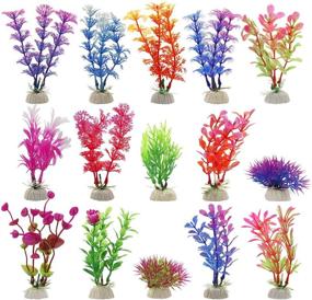img 4 attached to 15 Pack of MyLifeUNIT Artificial Aquarium Plants for Decorations in Small Fish Tanks