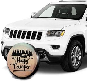 img 1 attached to 🏕️ Happy Camper Waterproof Tire Cover: Protect Your RV Jeep Wrangler Trailer with Tire Sun Protector - 15 inch Tire Wheel Case