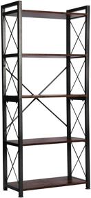 img 4 attached to 📚 Lavievert 5 Tier Bookshelf: Vintage Bookcase Storage Rack for Home, Office, Garage, Kitchen, Living Room