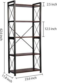 img 2 attached to 📚 Lavievert 5 Tier Bookshelf: Vintage Bookcase Storage Rack for Home, Office, Garage, Kitchen, Living Room