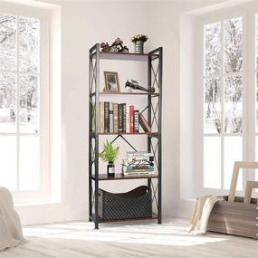 img 3 attached to 📚 Lavievert 5 Tier Bookshelf: Vintage Bookcase Storage Rack for Home, Office, Garage, Kitchen, Living Room